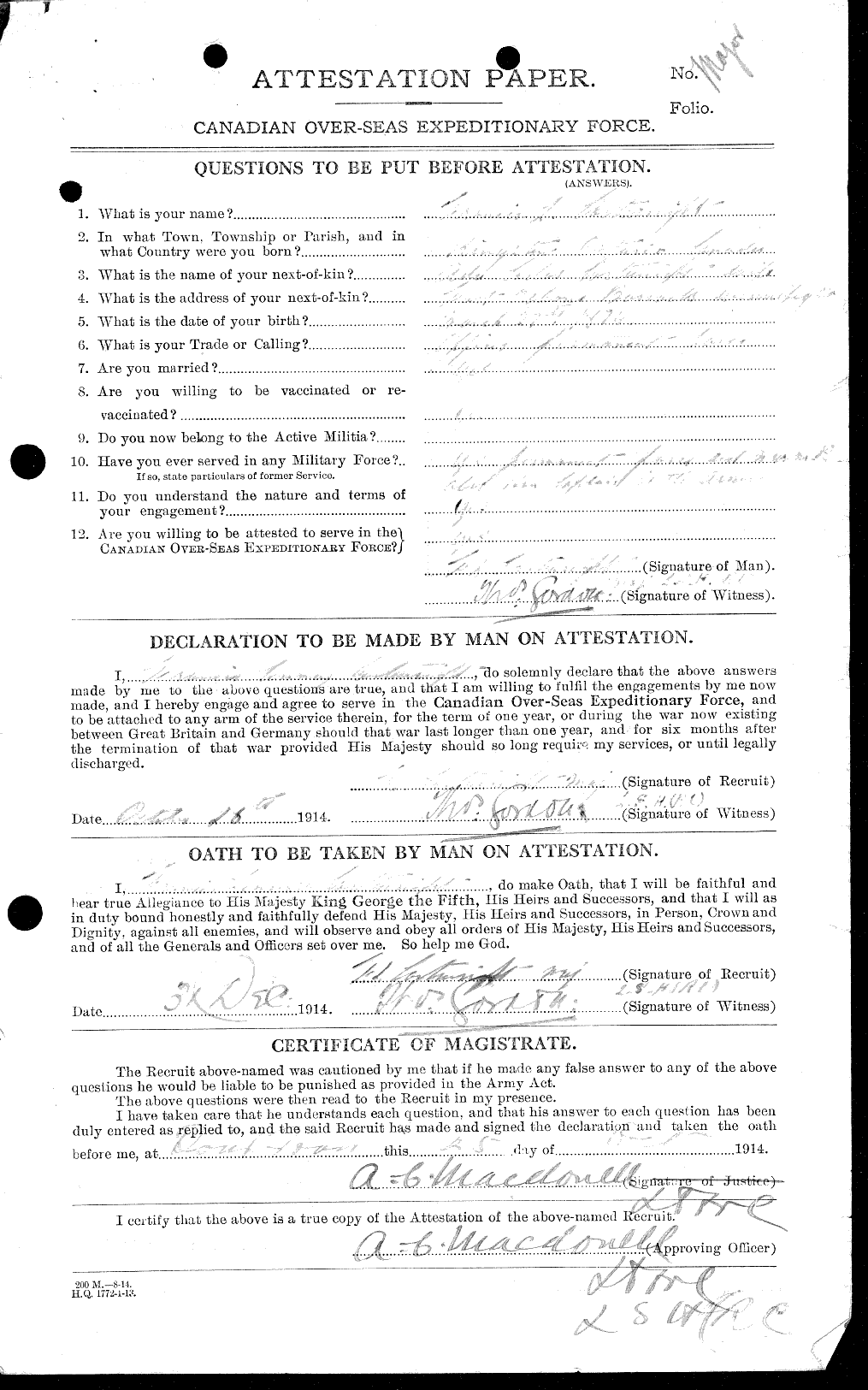 Personnel Records of the First World War - CEF 011570a