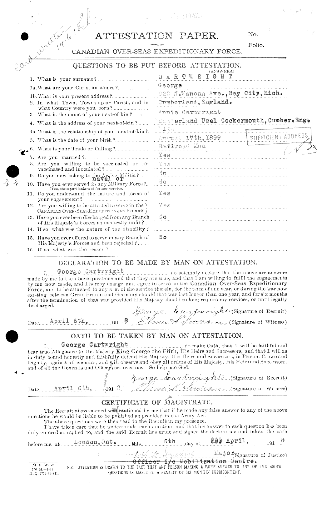 Personnel Records of the First World War - CEF 011576a