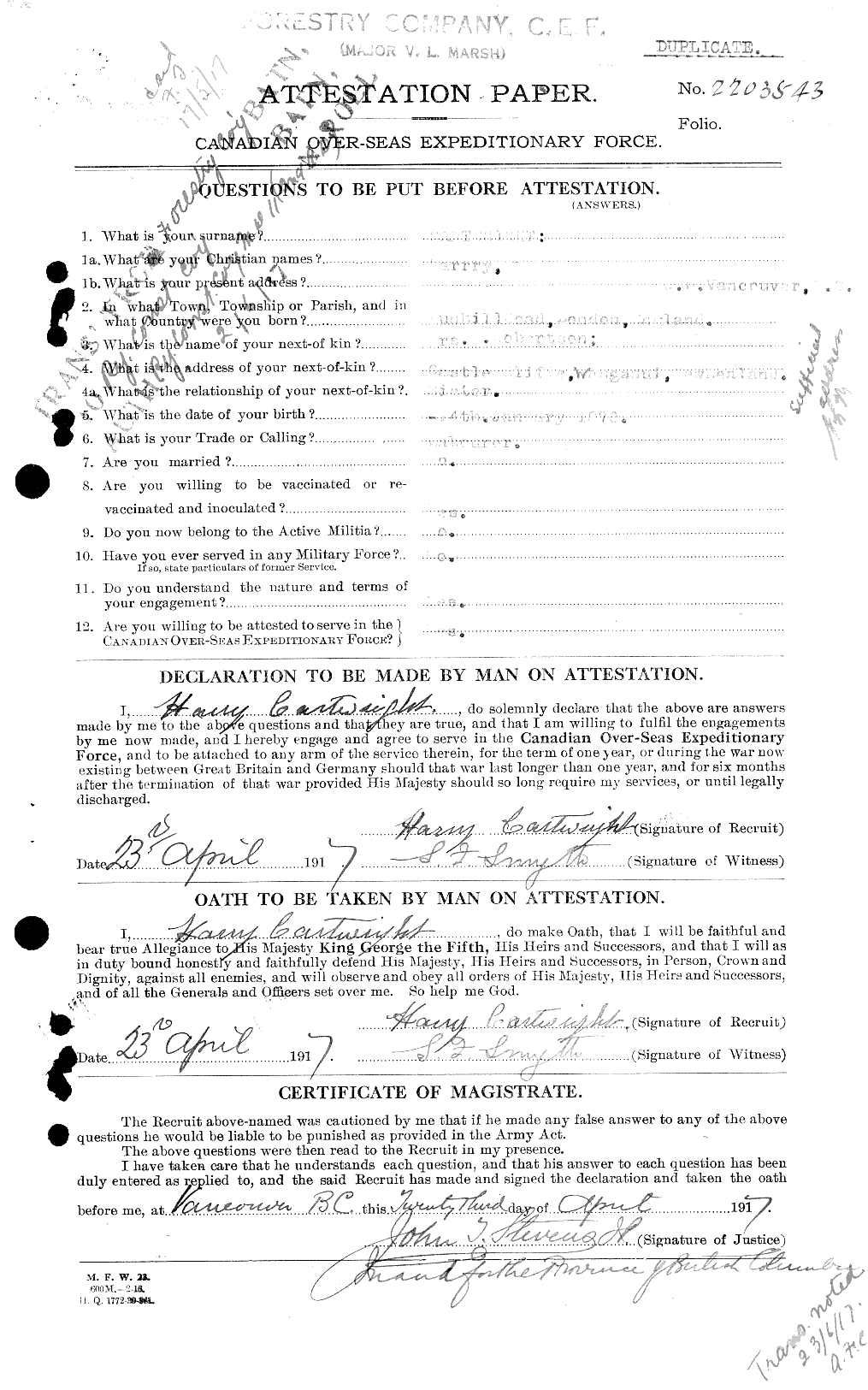 Personnel Records of the First World War - CEF 011586a