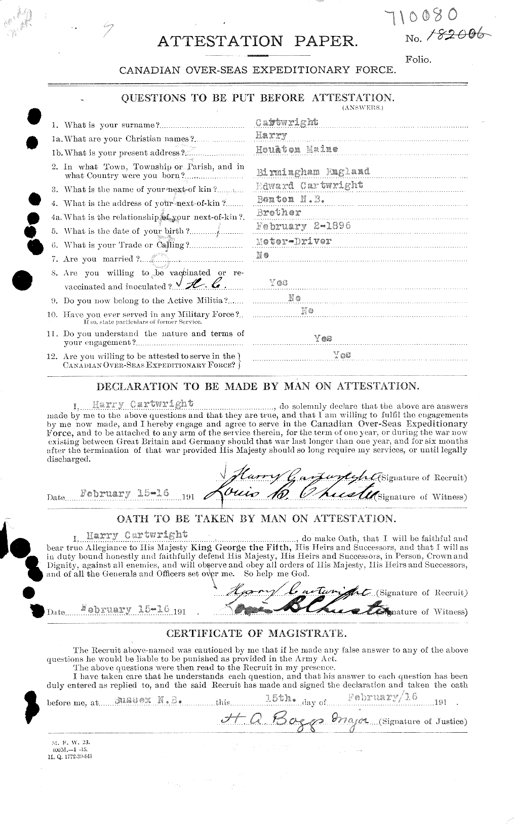 Personnel Records of the First World War - CEF 011587a