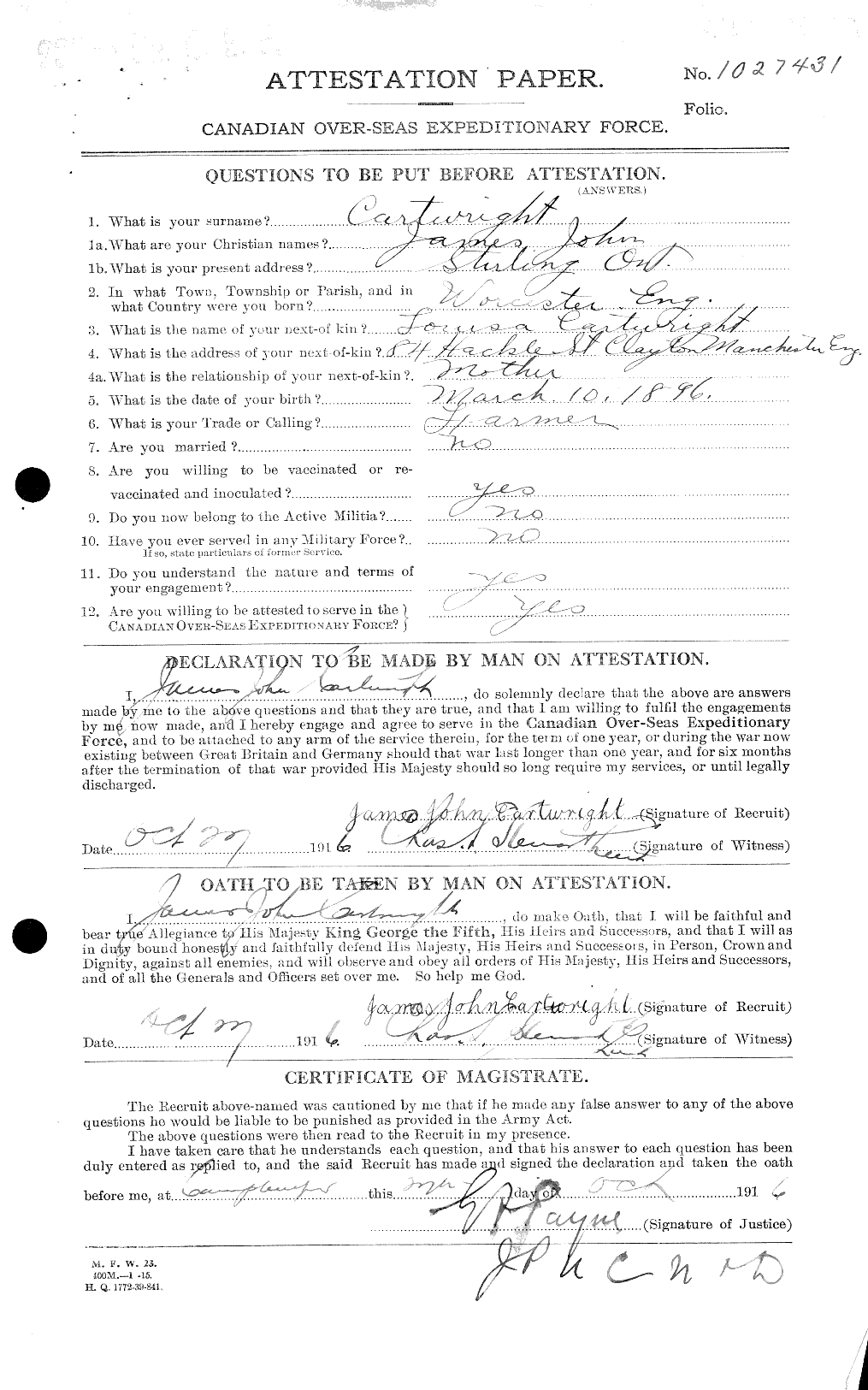 Personnel Records of the First World War - CEF 011595a
