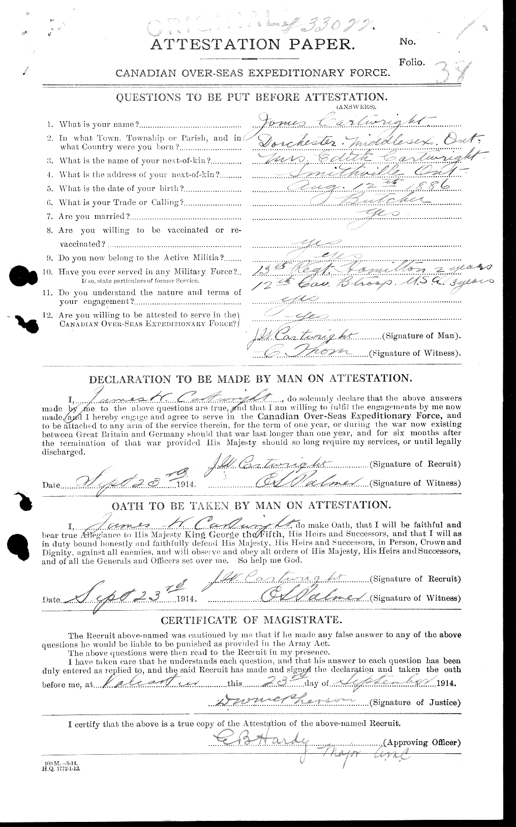 Personnel Records of the First World War - CEF 011596a