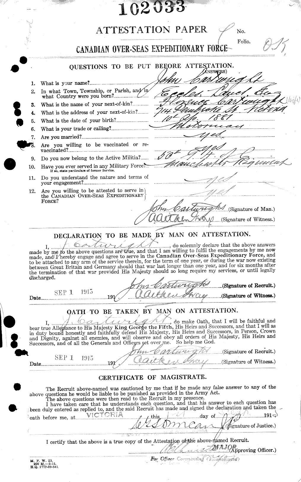 Personnel Records of the First World War - CEF 011599a