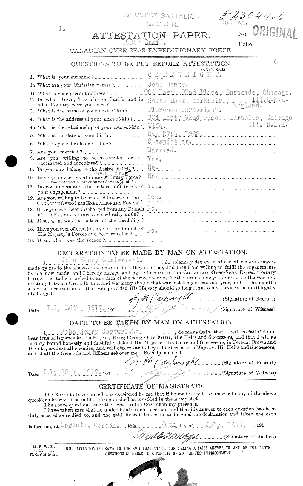 Personnel Records of the First World War - CEF 011602a