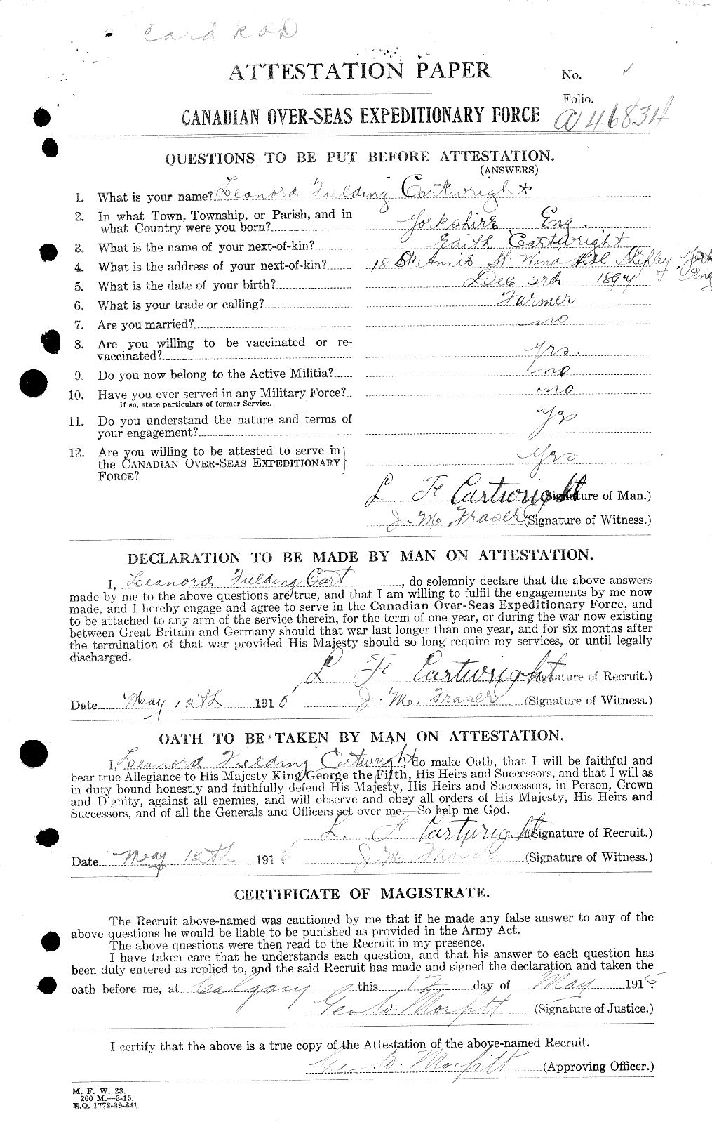 Personnel Records of the First World War - CEF 011608a