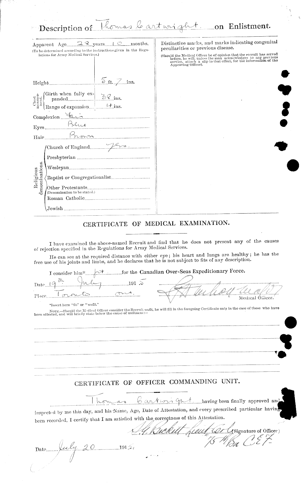 Personnel Records of the First World War - CEF 011625b