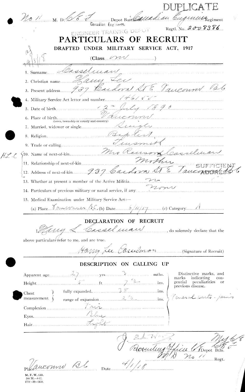 Personnel Records of the First World War - CEF 011986a