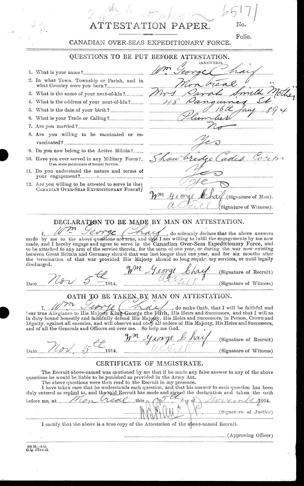 Personnel Records of the First World War - CEF 012284a