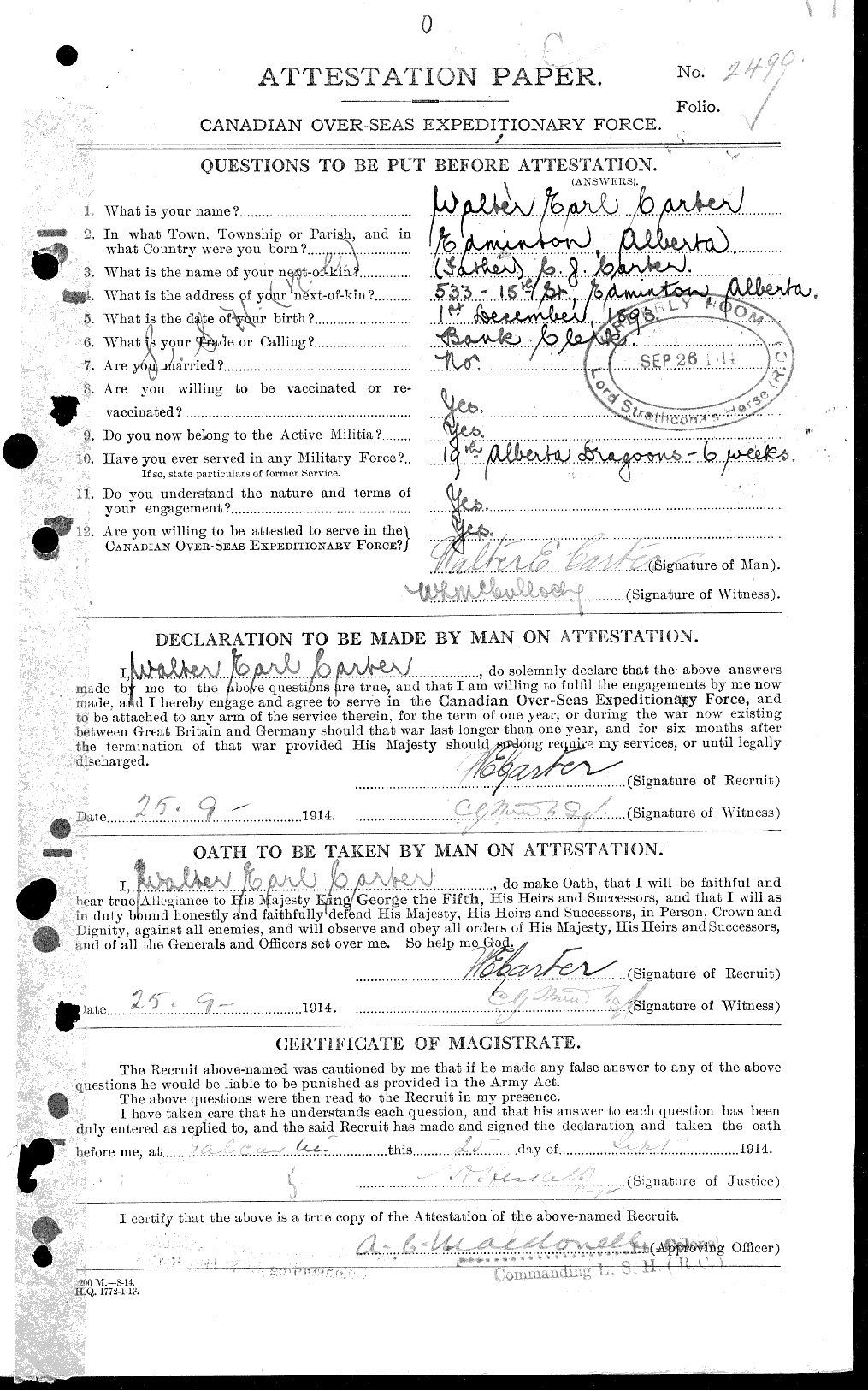 Personnel Records of the First World War - CEF 012471a