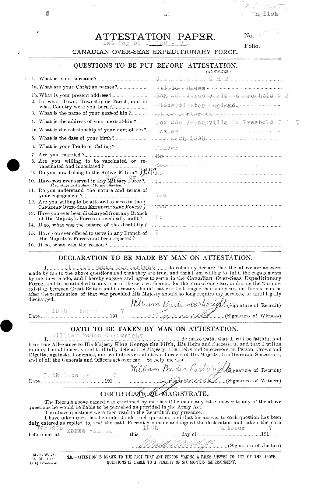 Personnel Records of the First World War - CEF 012549a