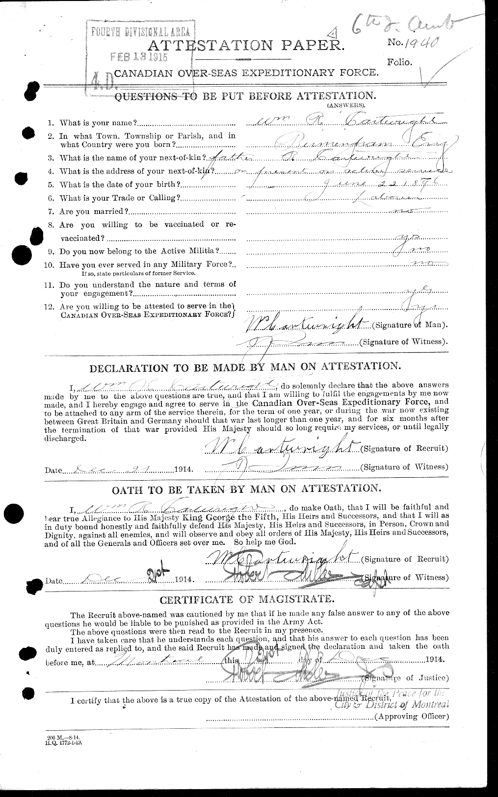 Personnel Records of the First World War - CEF 012555c