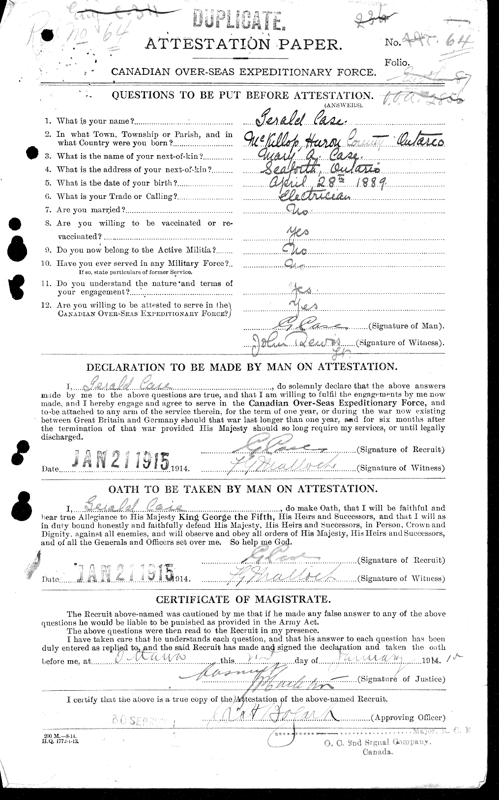 Personnel Records of the First World War - CEF 012707a