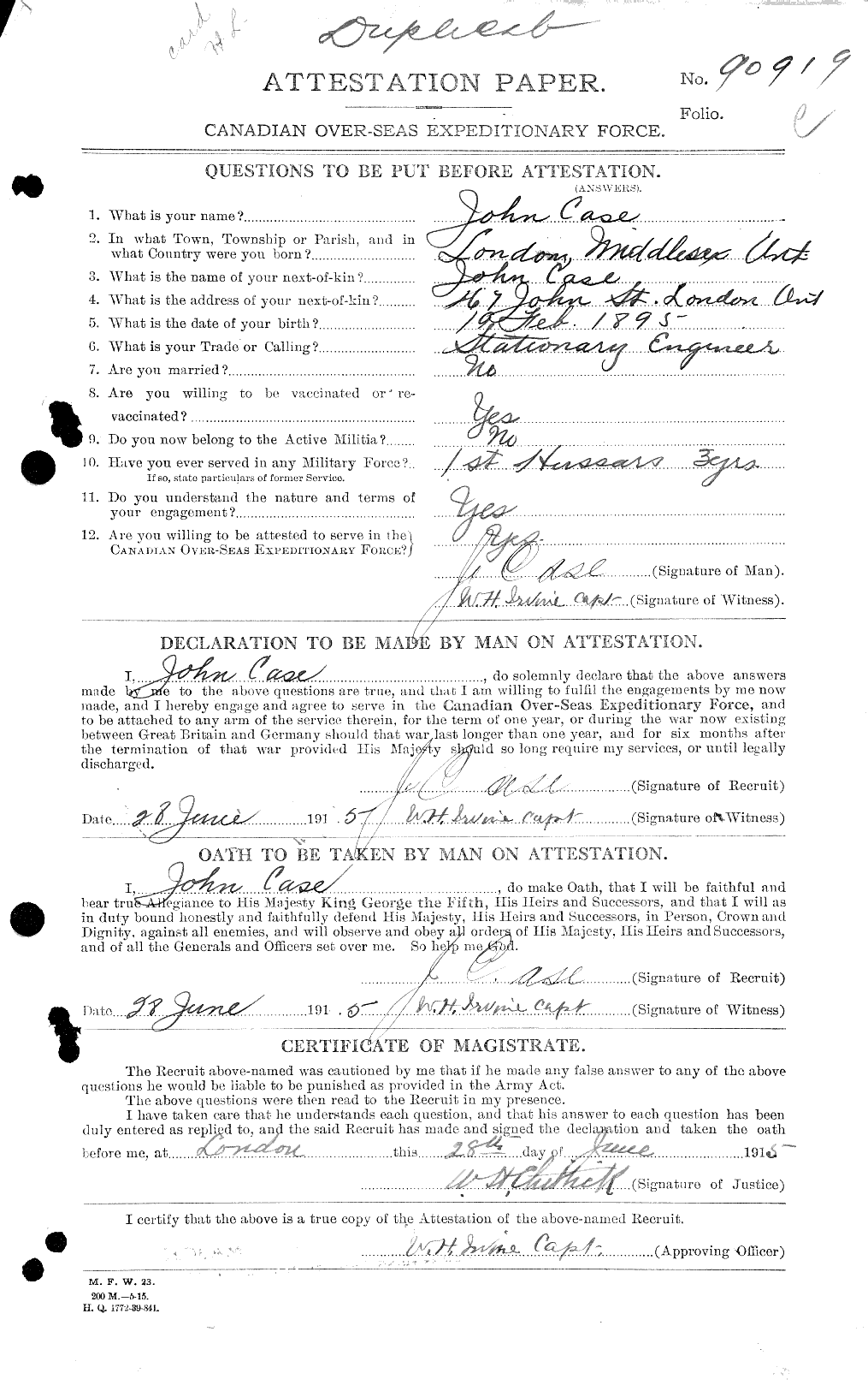 Personnel Records of the First World War - CEF 012716a