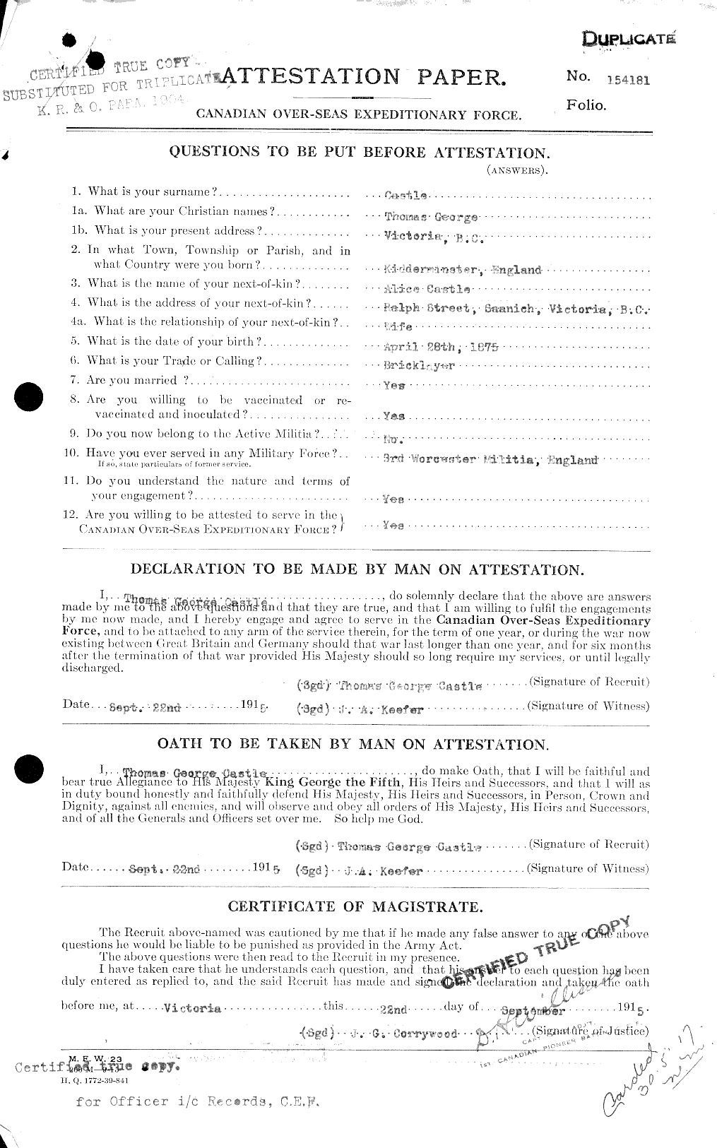 Personnel Records of the First World War - CEF 013105a