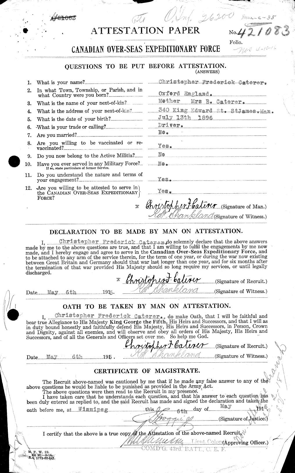 Personnel Records of the First World War - CEF 013215a
