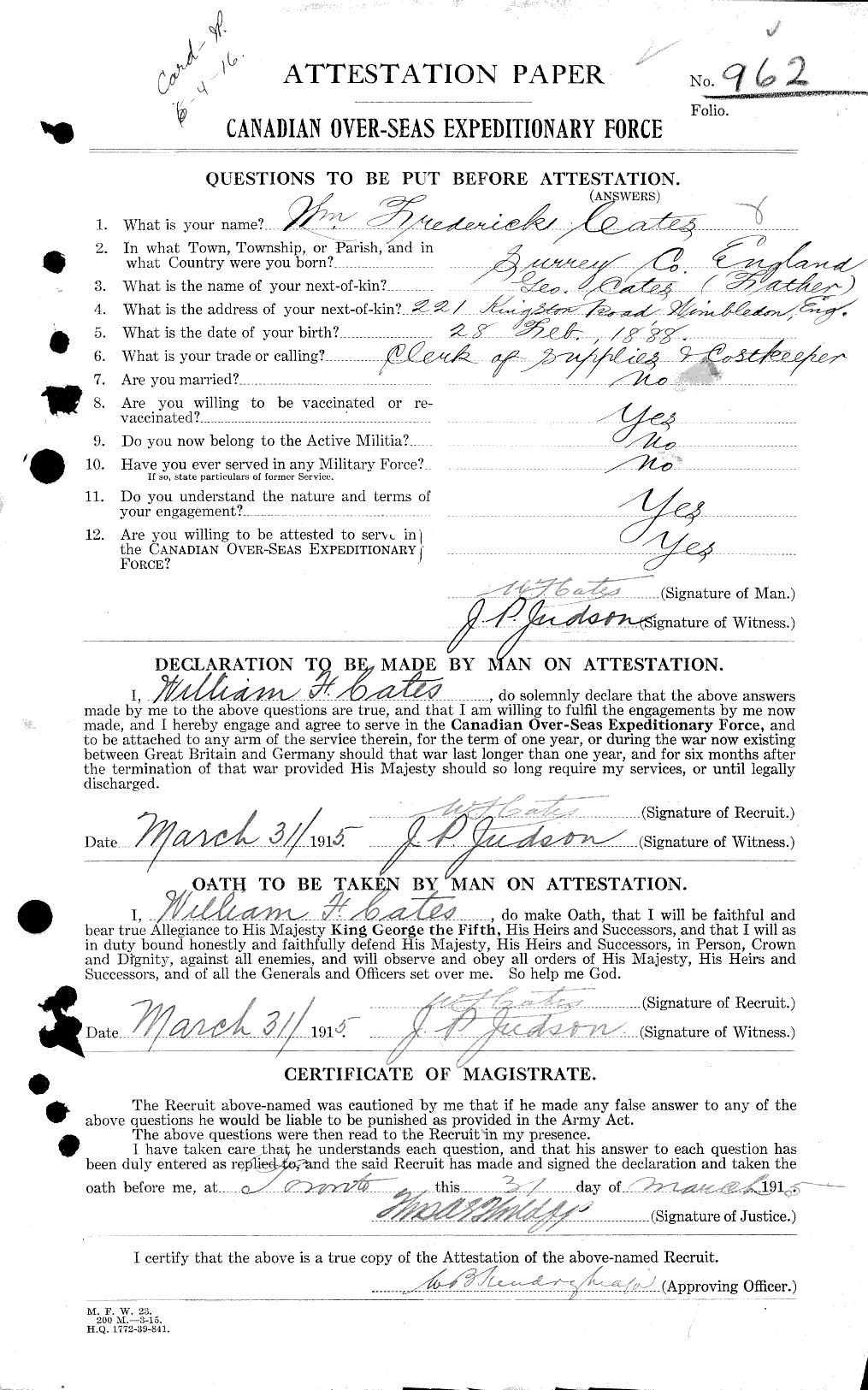 Personnel Records of the First World War - CEF 013229a