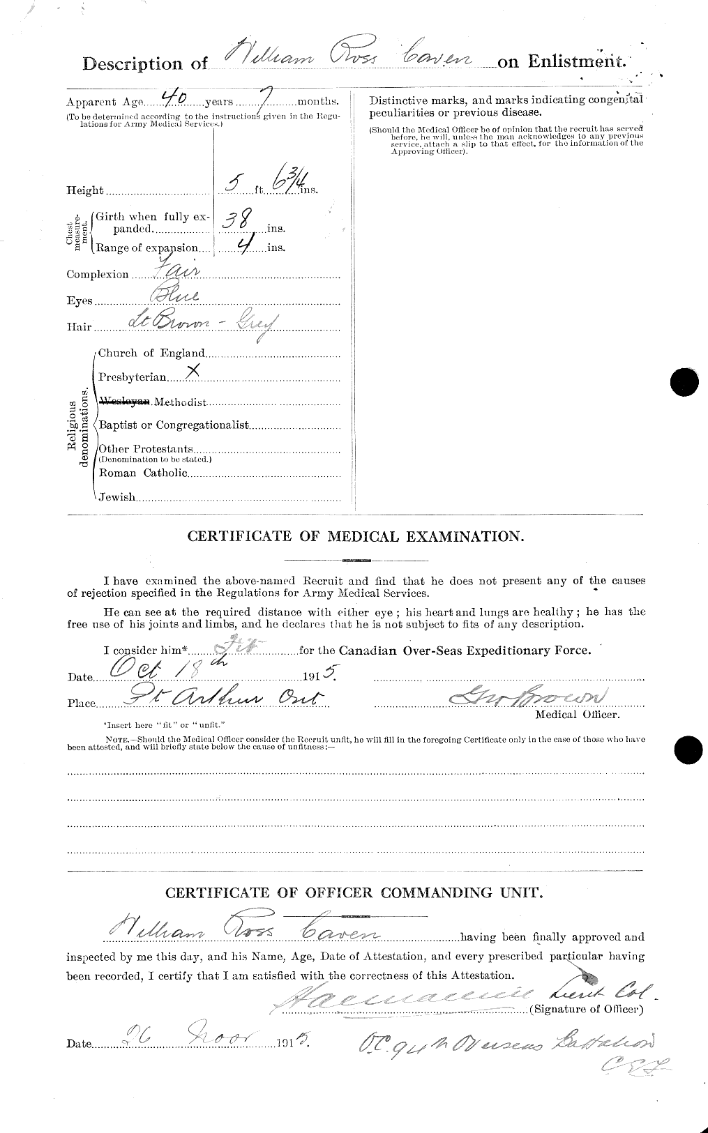 Dossiers du Personnel de la Première Guerre mondiale - CEC 013438b