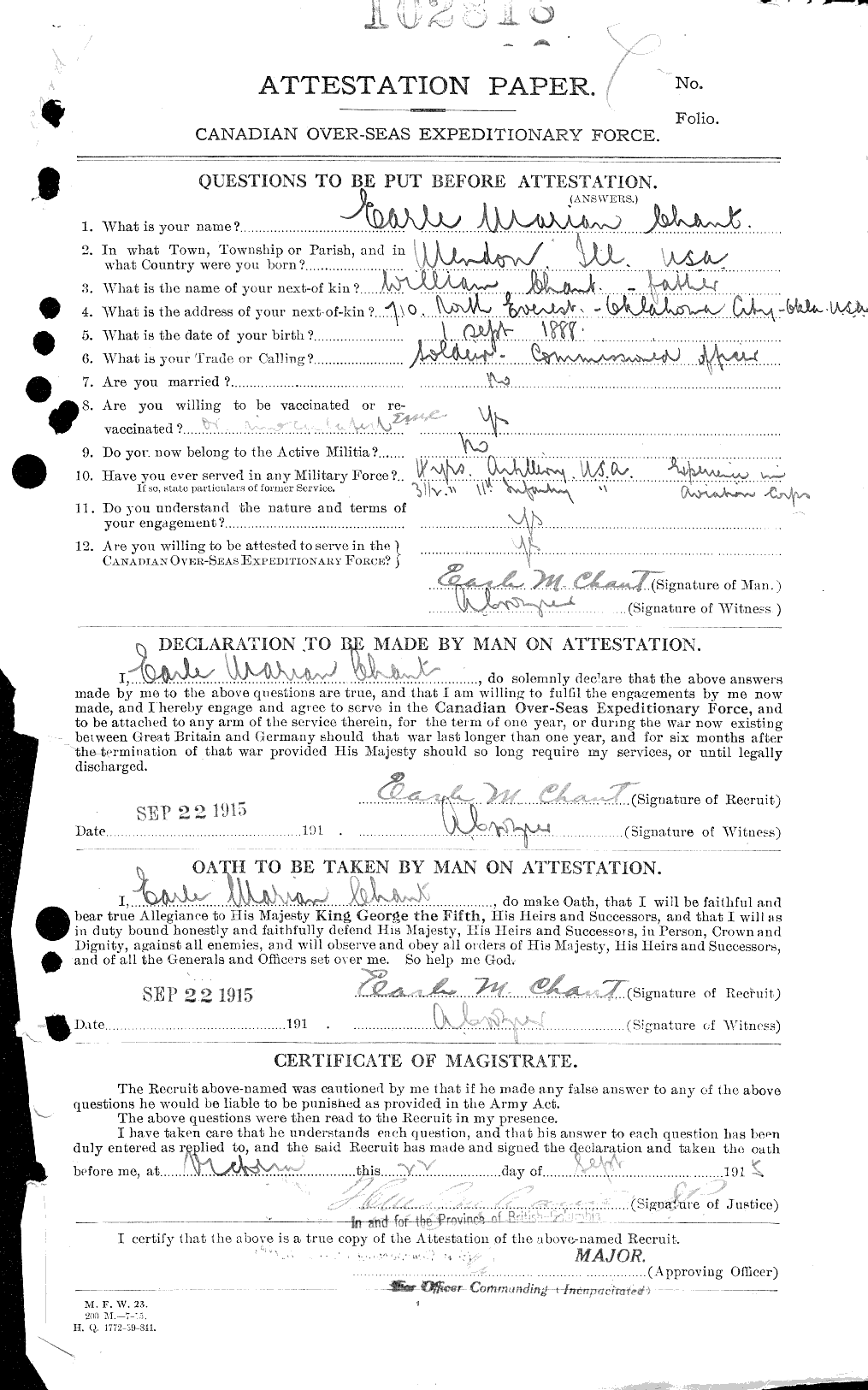 Personnel Records of the First World War - CEF 013855a