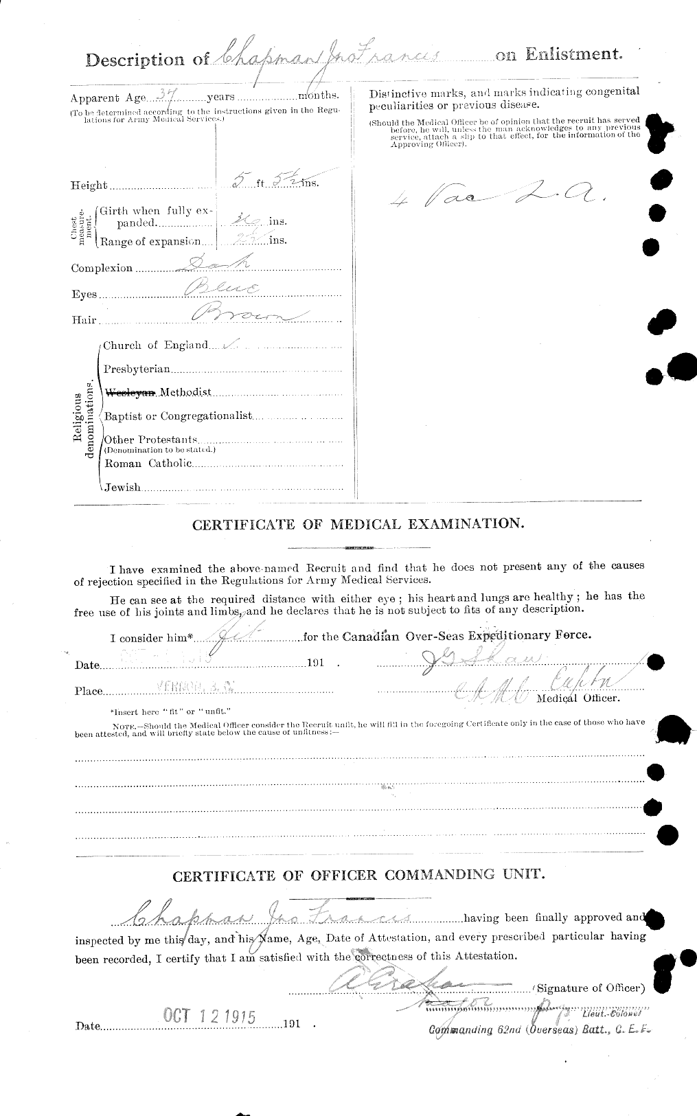Dossiers du Personnel de la Première Guerre mondiale - CEC 014110b