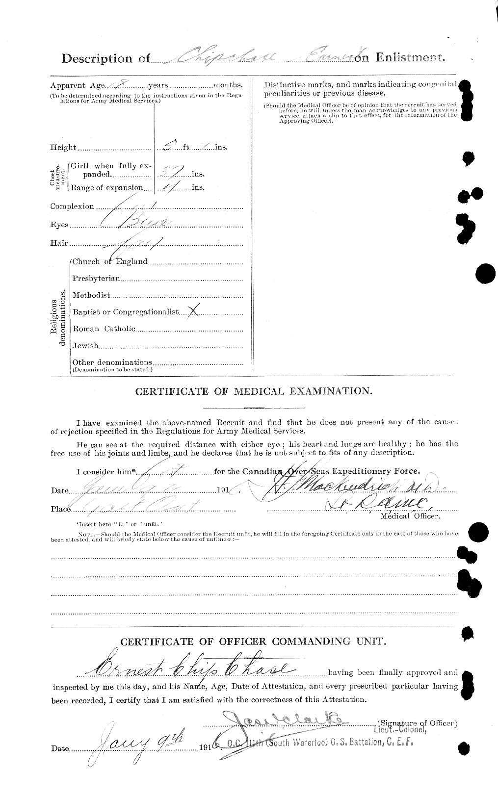 Dossiers du Personnel de la Première Guerre mondiale - CEC 014620b