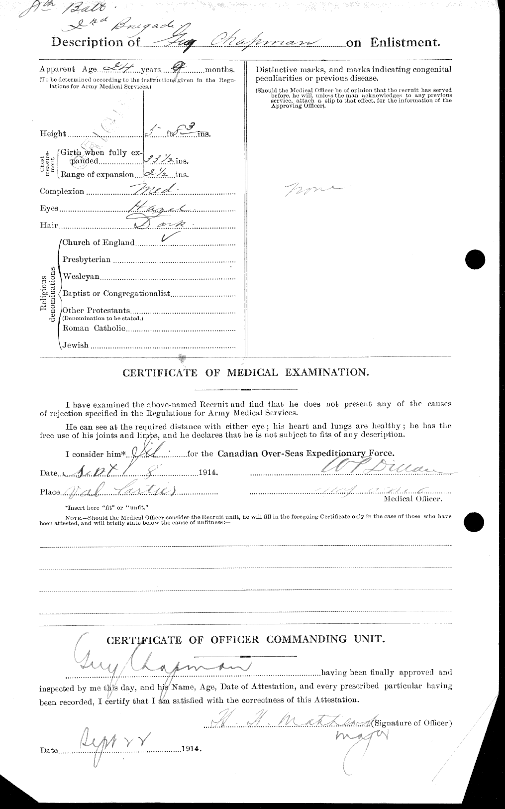 Dossiers du Personnel de la Première Guerre mondiale - CEC 014669b