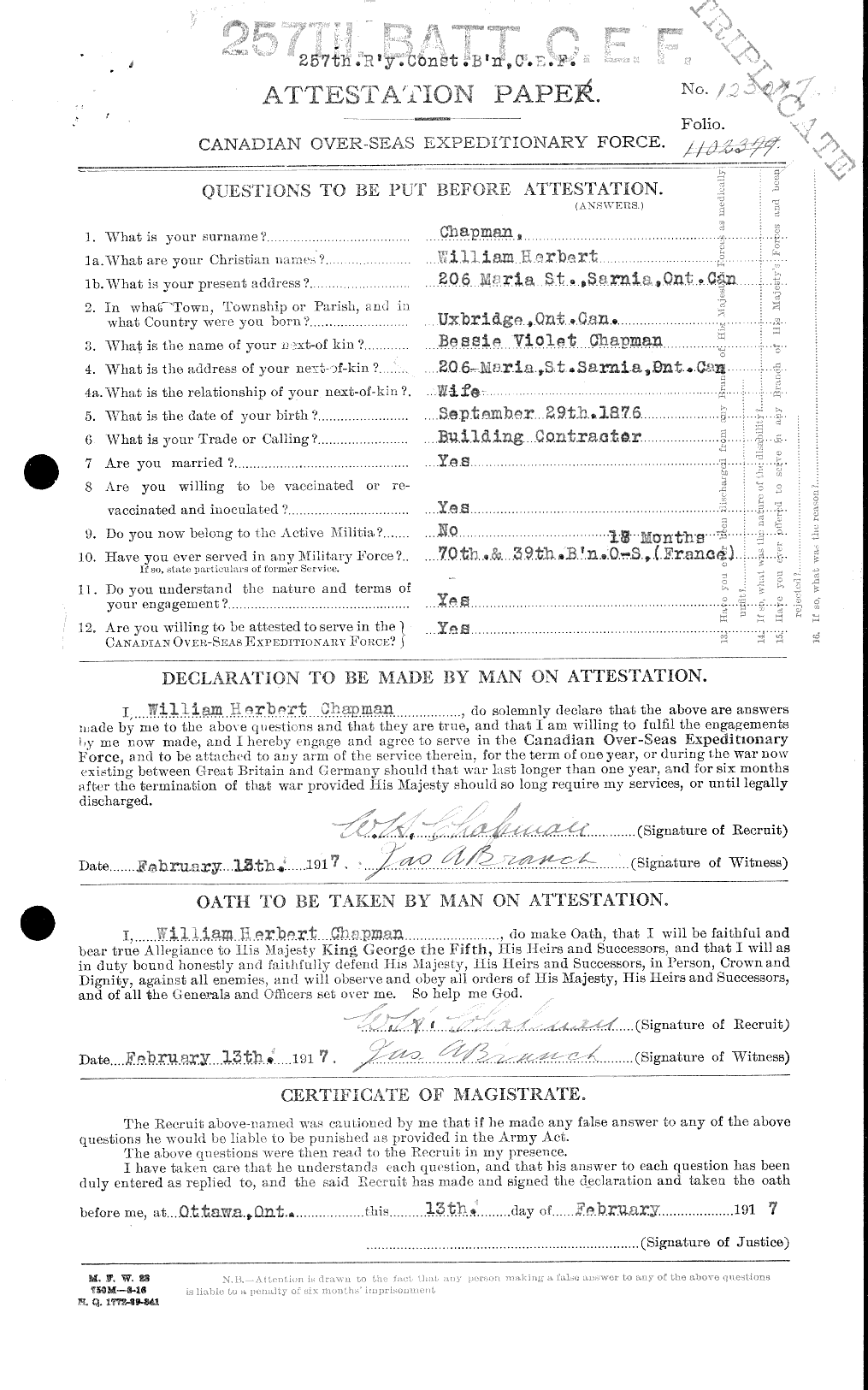 Personnel Records of the First World War - CEF 014861c