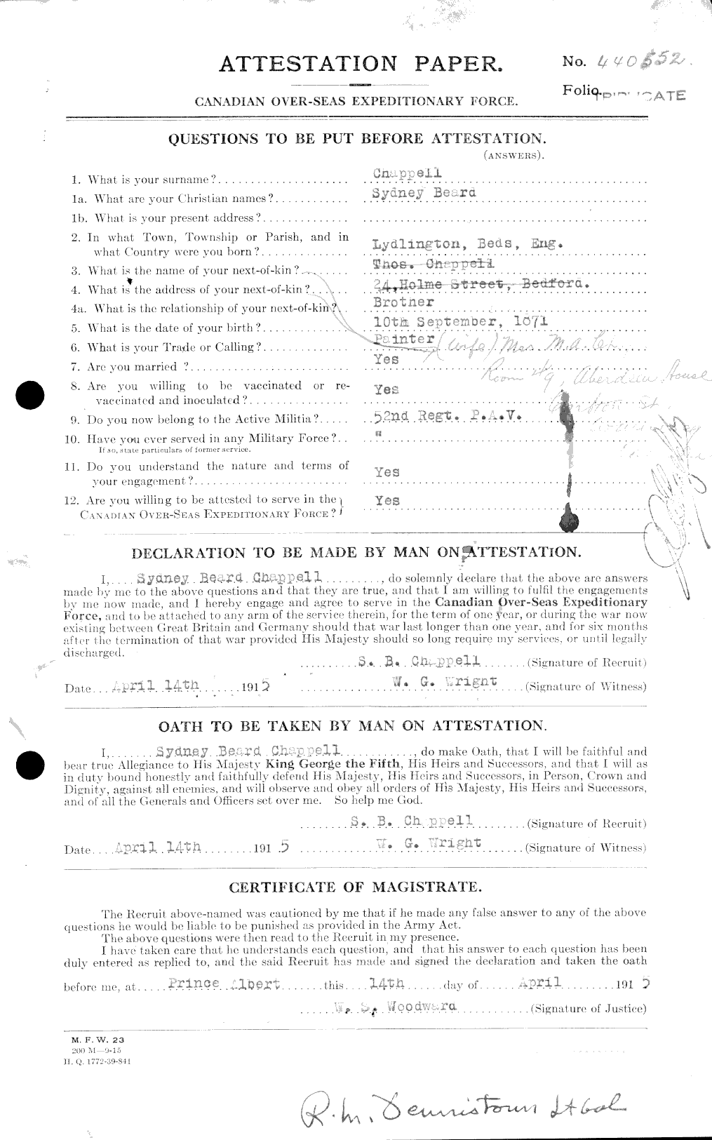 Personnel Records of the First World War - CEF 014978a