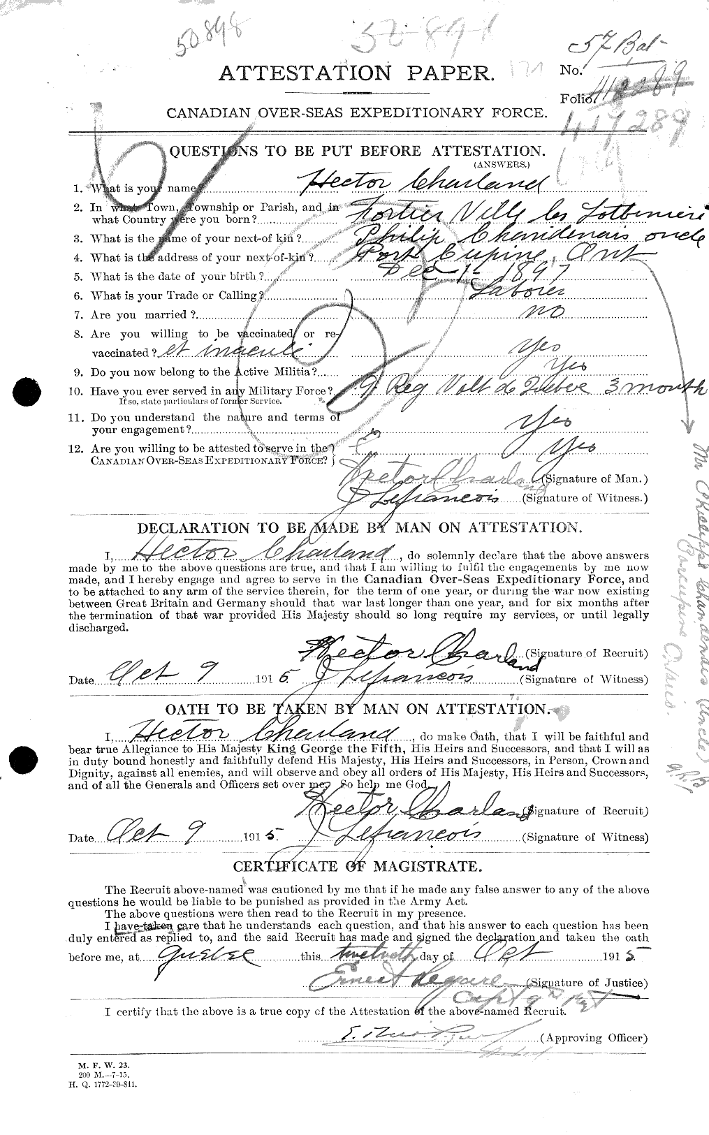 Personnel Records of the First World War - CEF 015556a