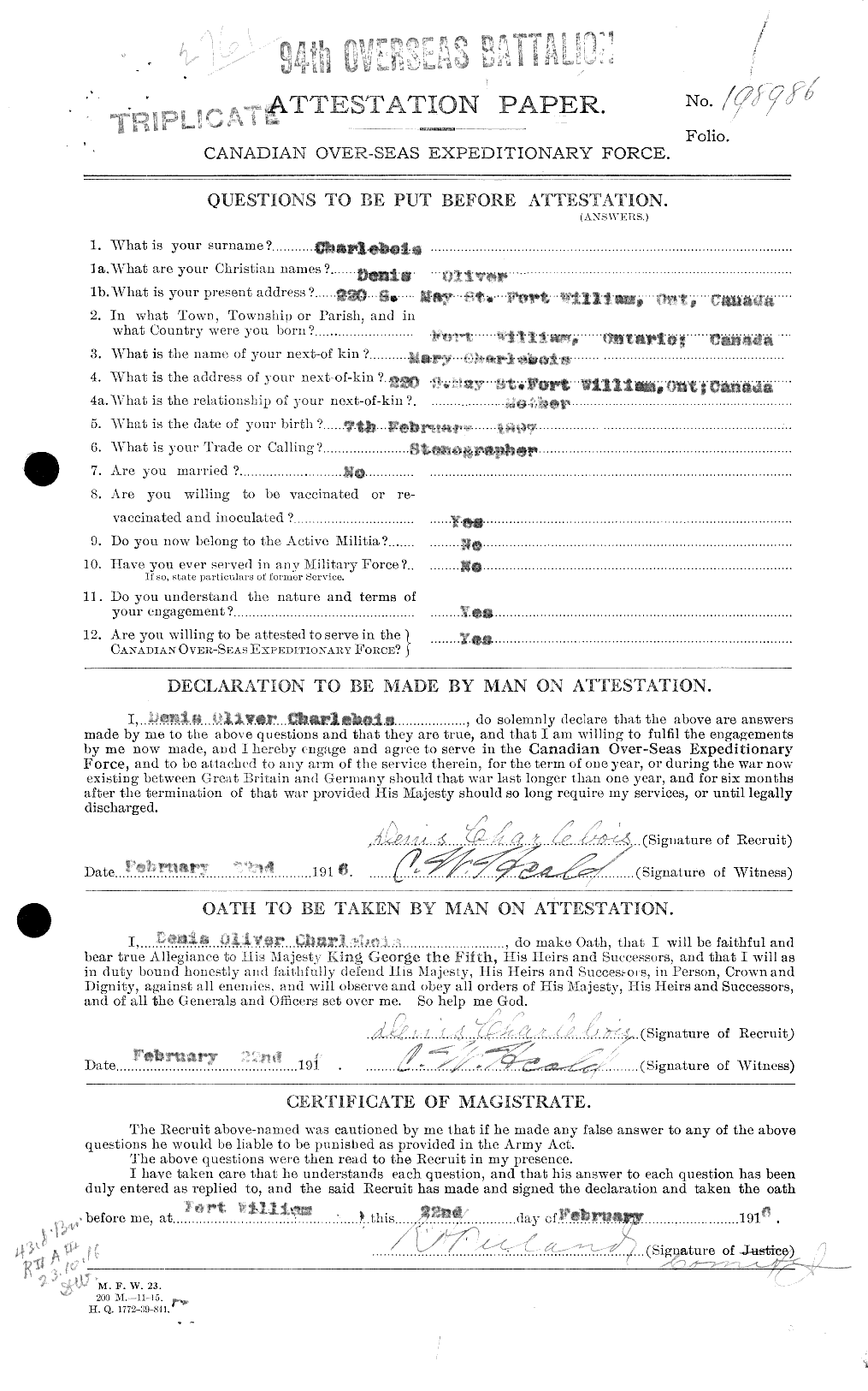 Personnel Records of the First World War - CEF 015600a