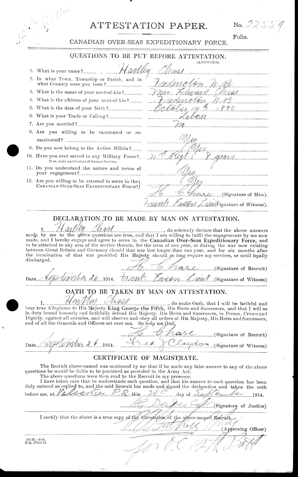 Personnel Records of the First World War - CEF 016012a