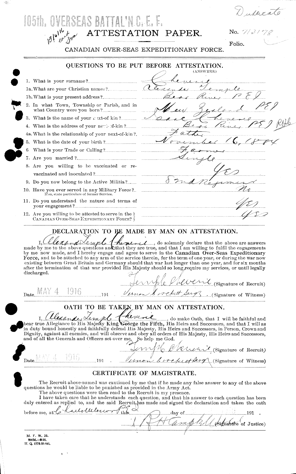 Personnel Records of the First World War - CEF 017813a