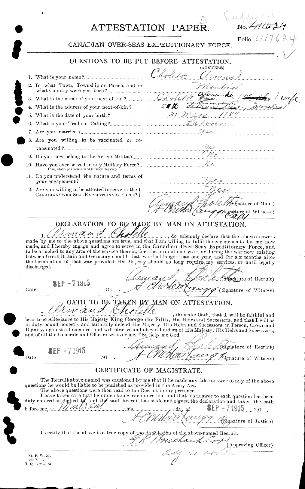 Personnel Records of the First World War - CEF 018455a