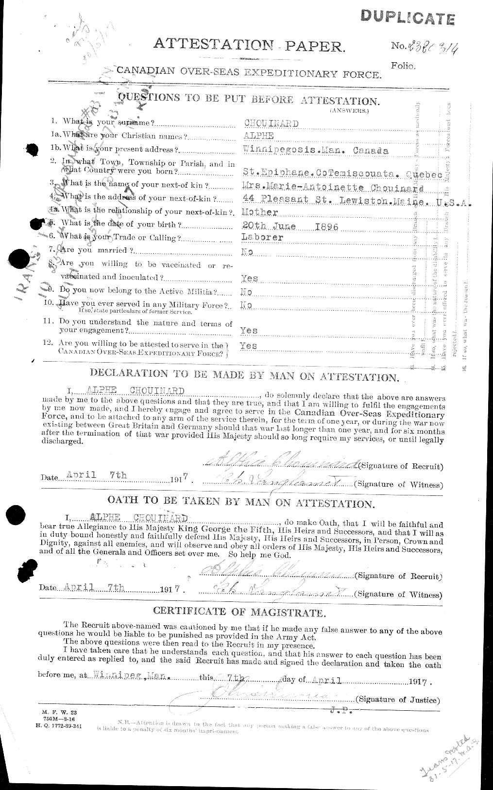 Personnel Records of the First World War - CEF 018581a
