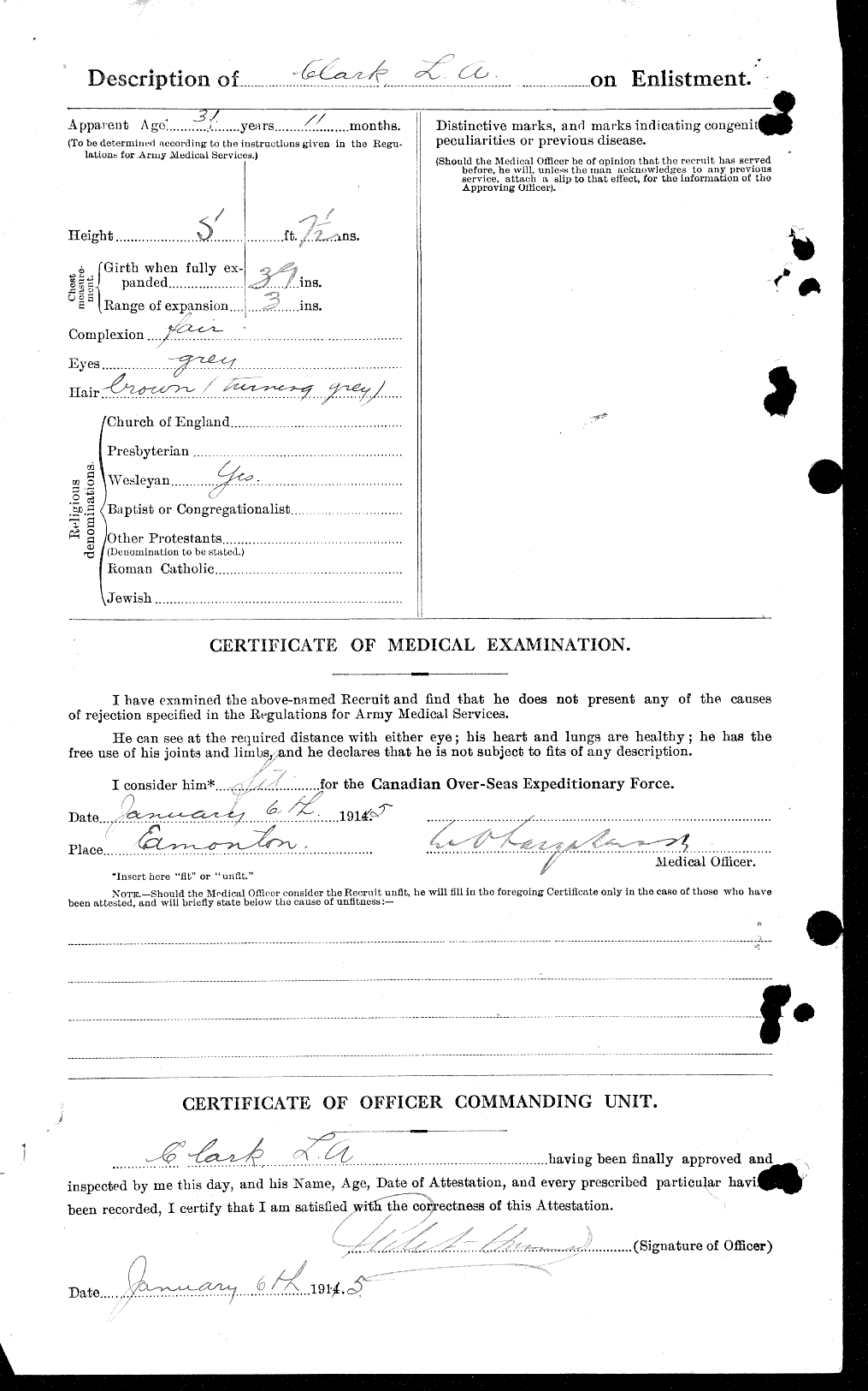 Dossiers du Personnel de la Première Guerre mondiale - CEC 018633b
