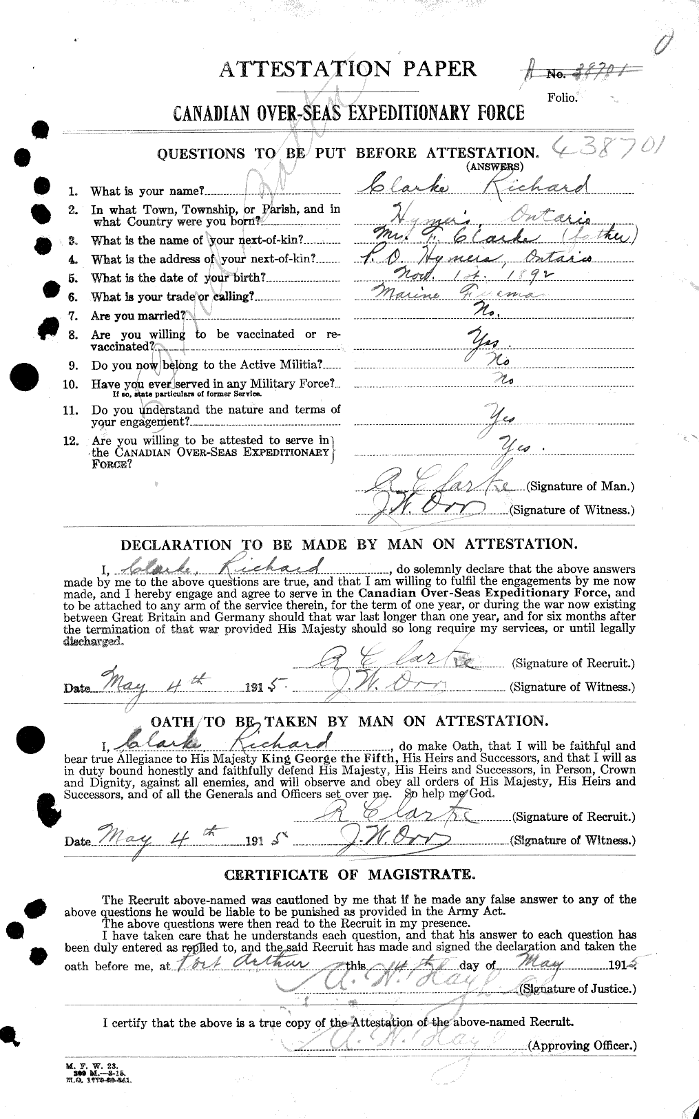 Personnel Records of the First World War - CEF 018648a