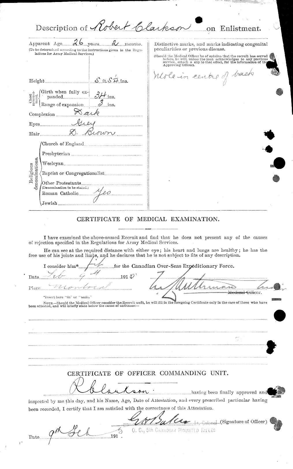 Dossiers du Personnel de la Première Guerre mondiale - CEC 019001b