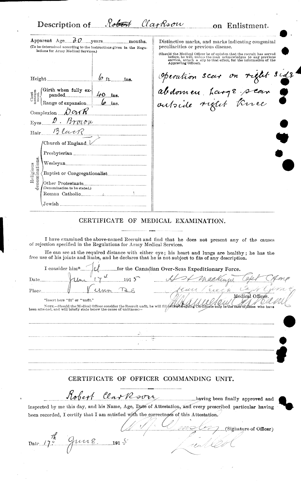 Dossiers du Personnel de la Première Guerre mondiale - CEC 019007b
