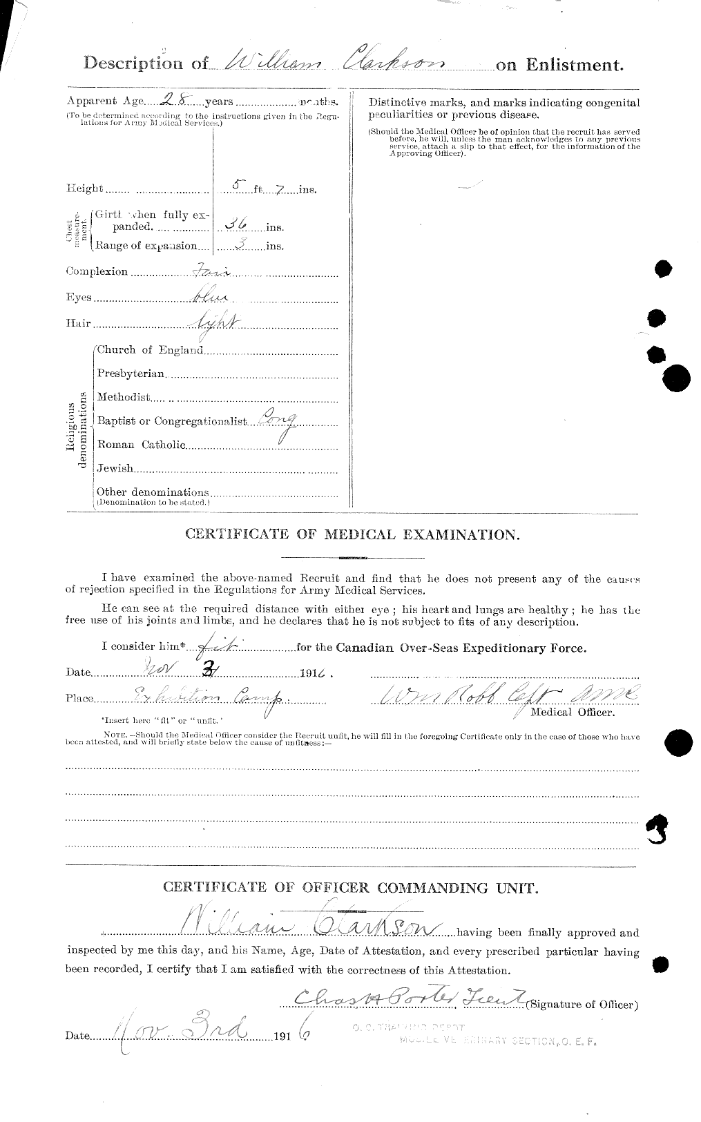 Dossiers du Personnel de la Première Guerre mondiale - CEC 019019b