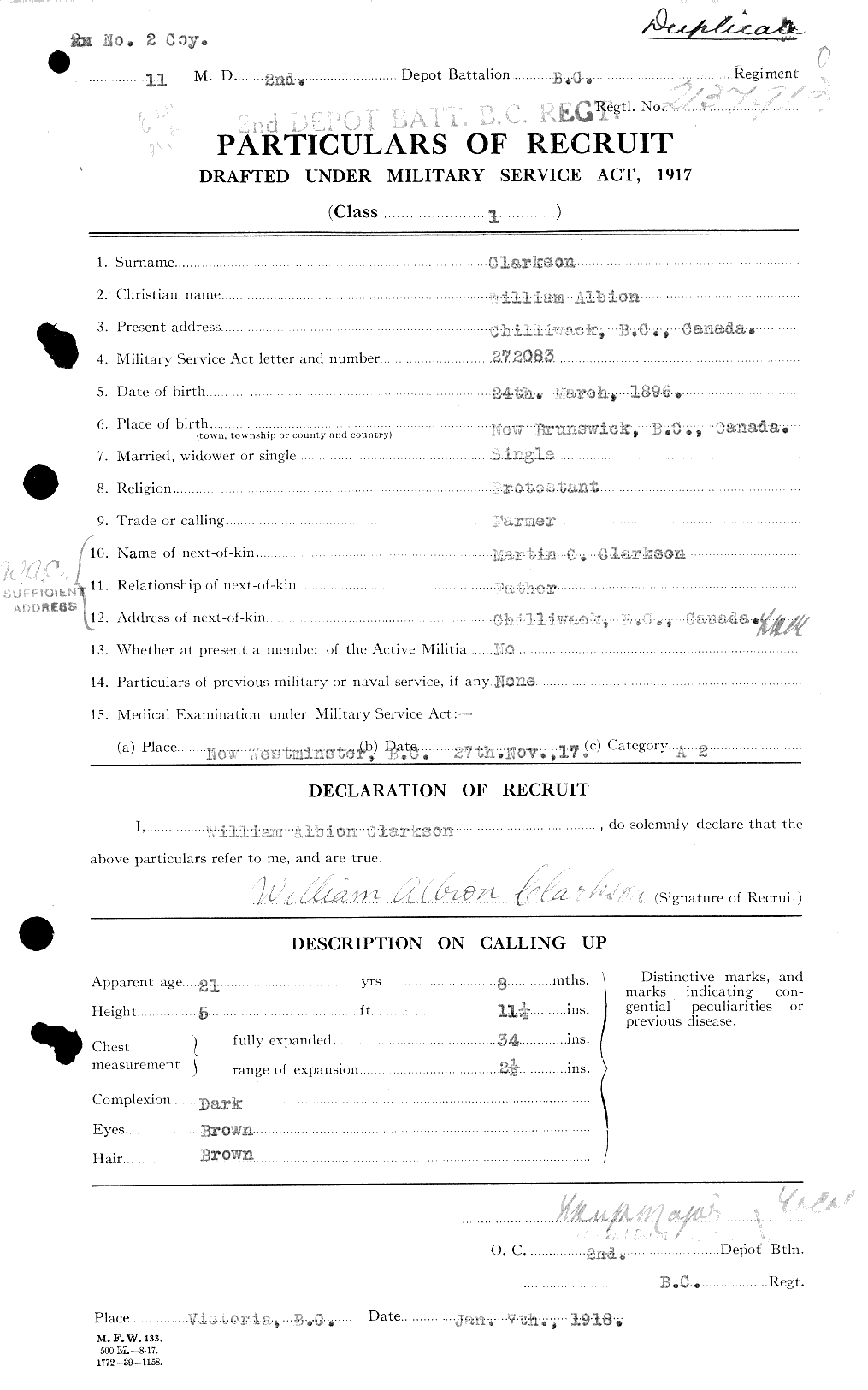 Personnel Records of the First World War - CEF 019021a
