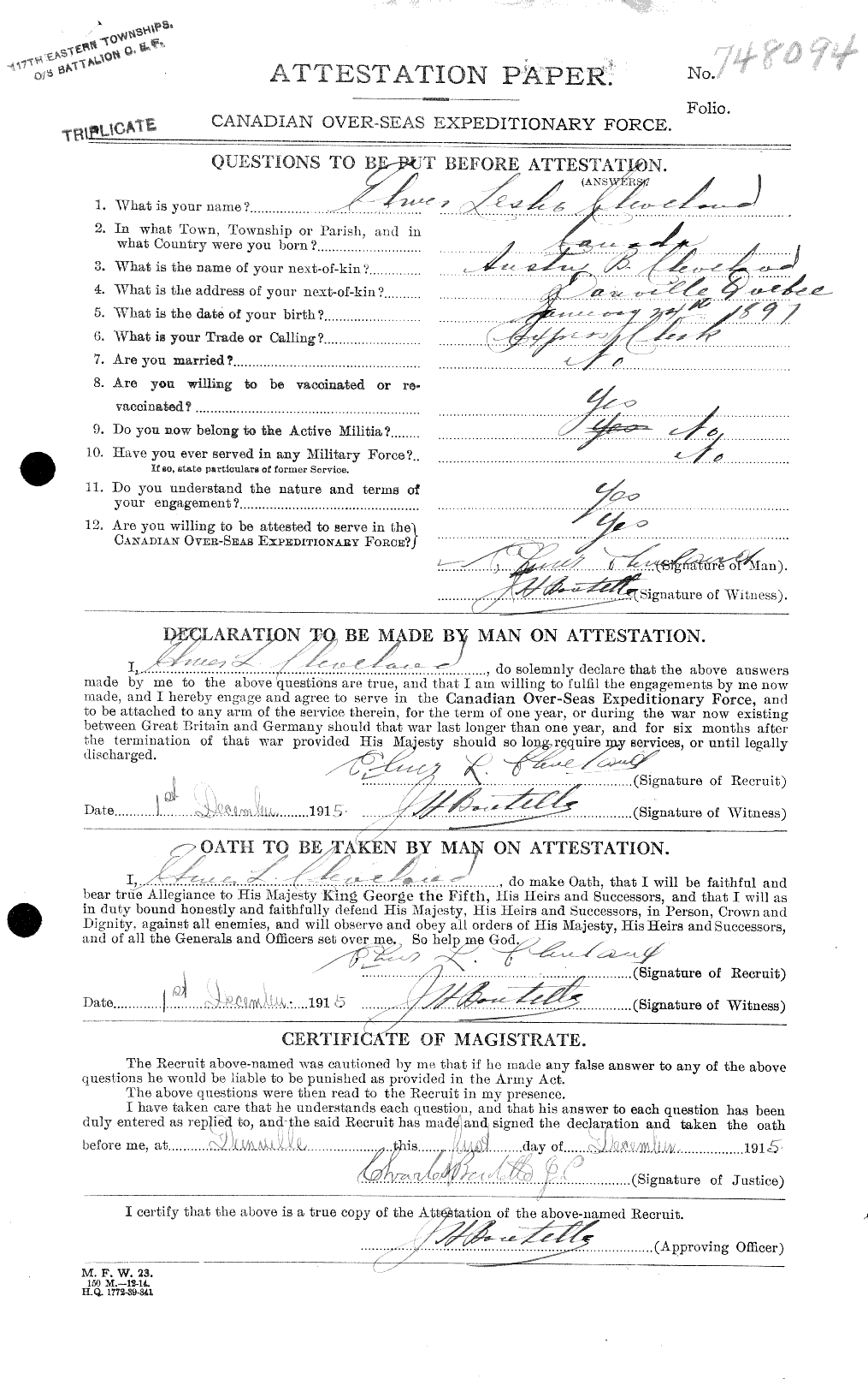 Personnel Records of the First World War - CEF 019476a