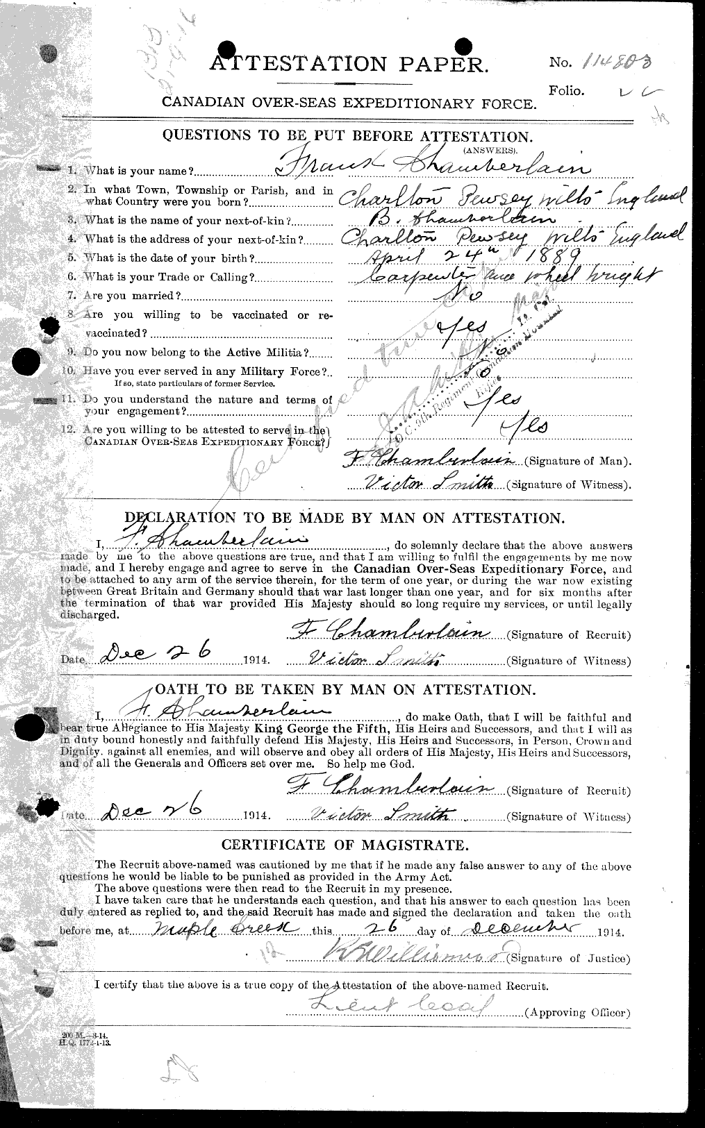 Personnel Records of the First World War - CEF 019551a