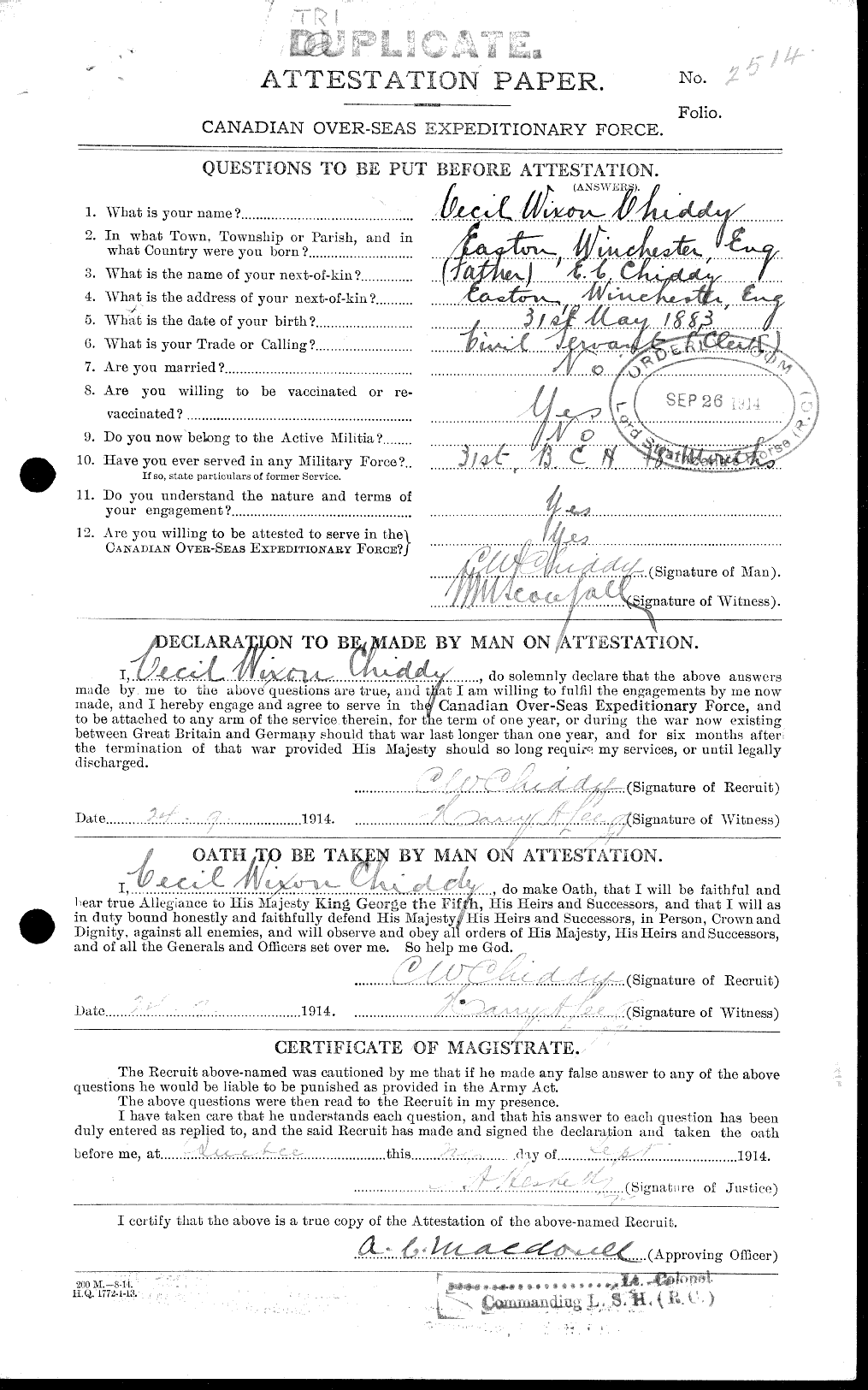 Personnel Records of the First World War - CEF 020306a