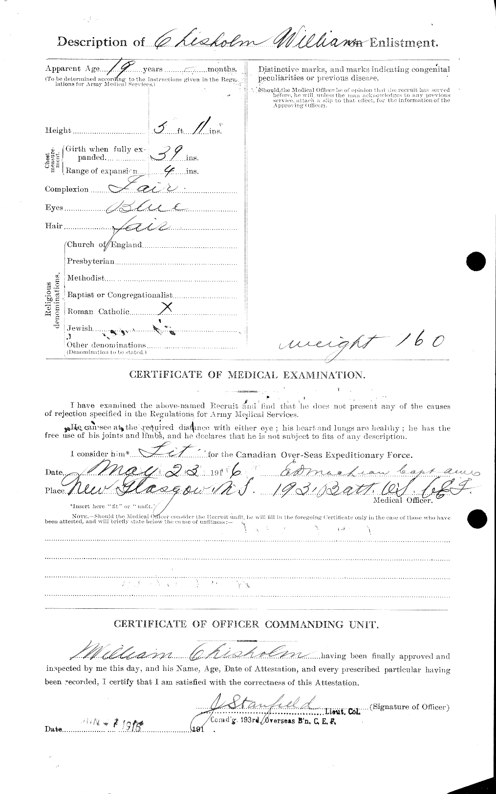Dossiers du Personnel de la Première Guerre mondiale - CEC 020355b