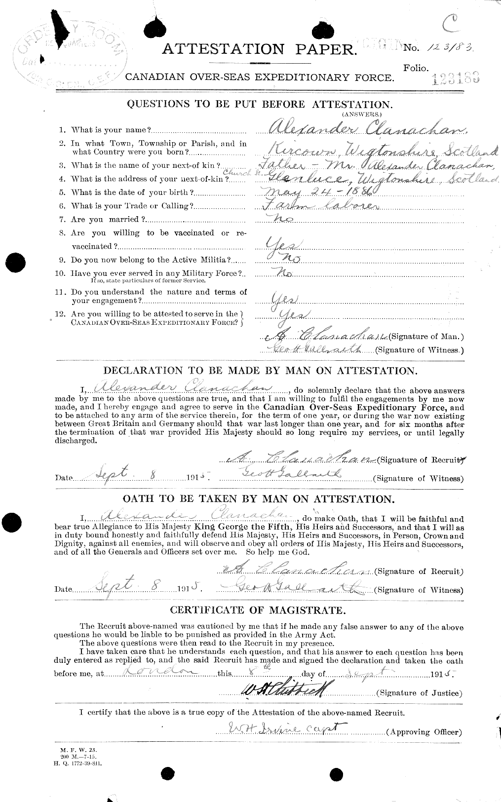 Personnel Records of the First World War - CEF 020524a