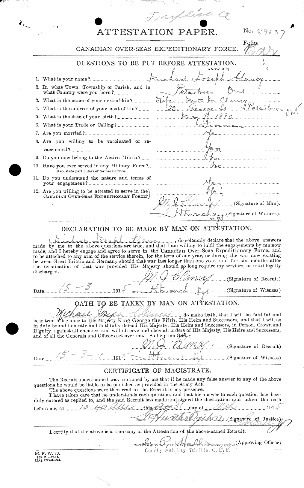 Personnel Records of the First World War - CEF 020578a
