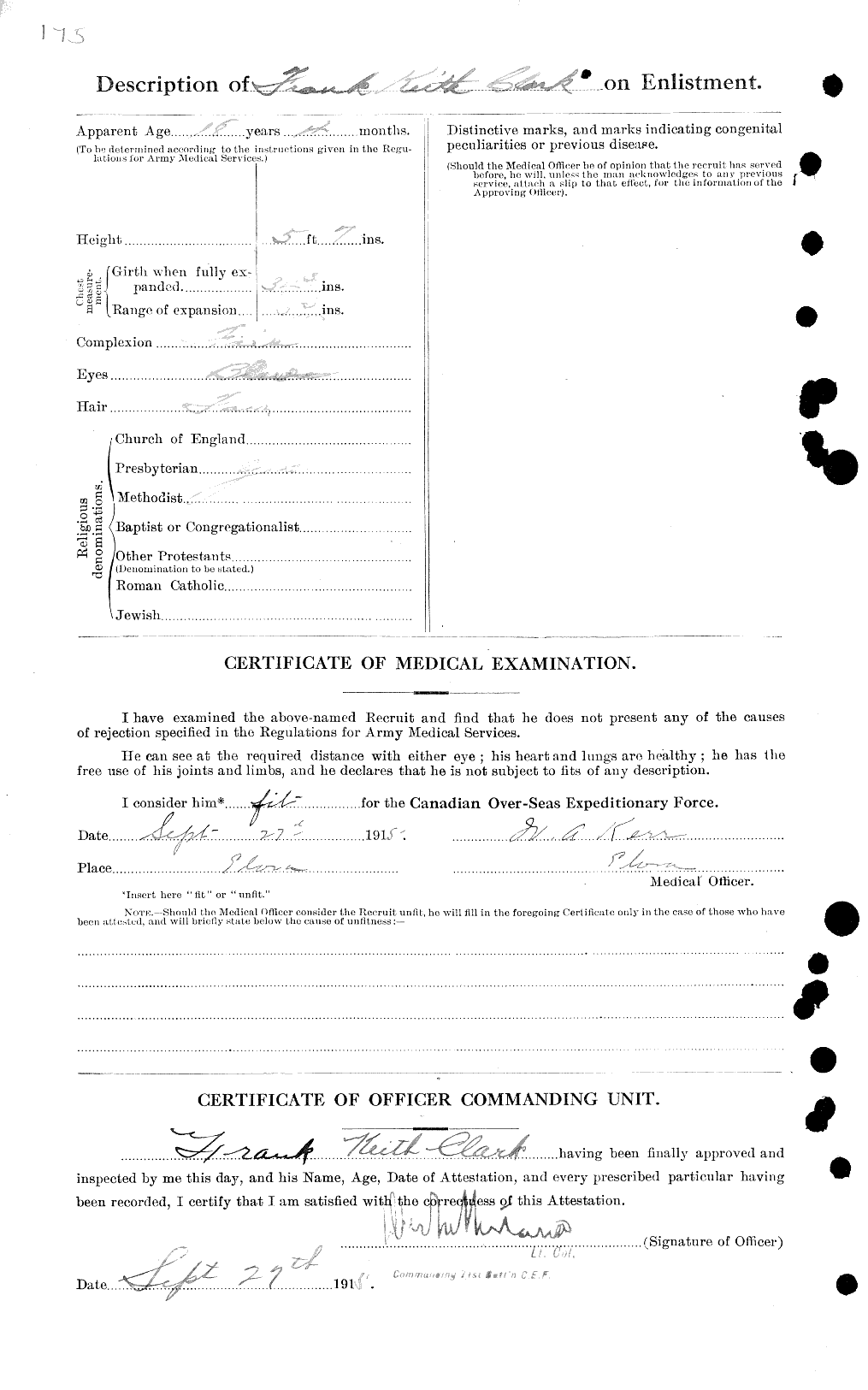 Dossiers du Personnel de la Première Guerre mondiale - CEC 020910b