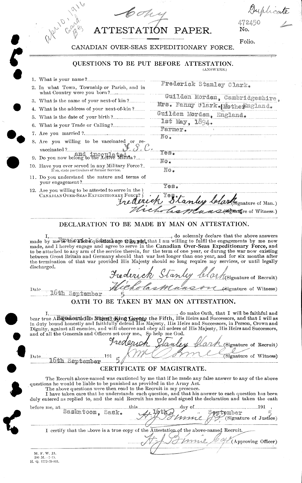 Personnel Records of the First World War - CEF 020989a
