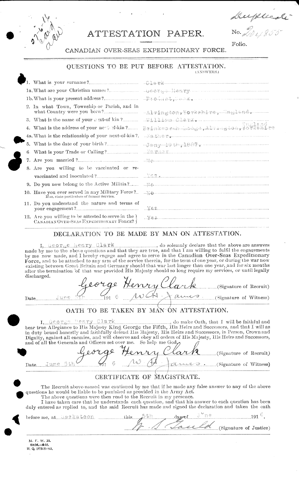 Personnel Records of the First World War - CEF 021067a