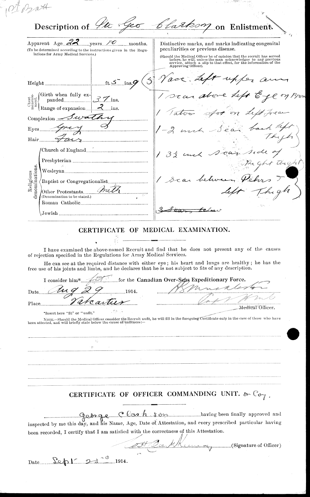 Dossiers du Personnel de la Première Guerre mondiale - CEC 021428b