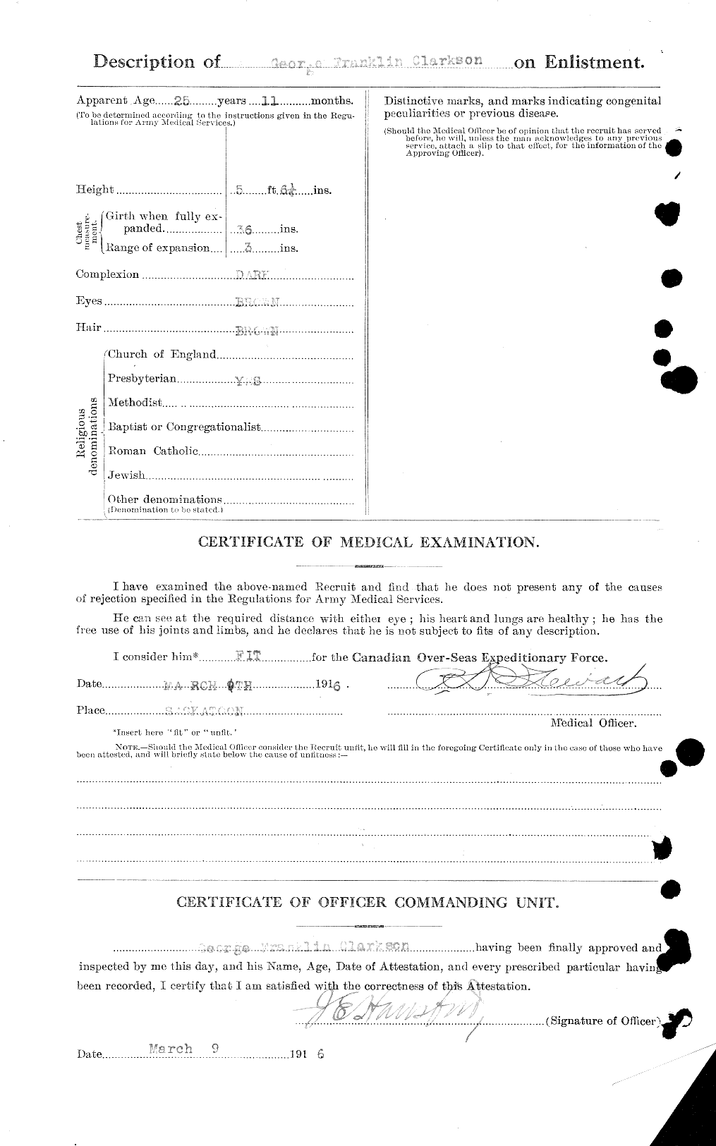 Dossiers du Personnel de la Première Guerre mondiale - CEC 021430b